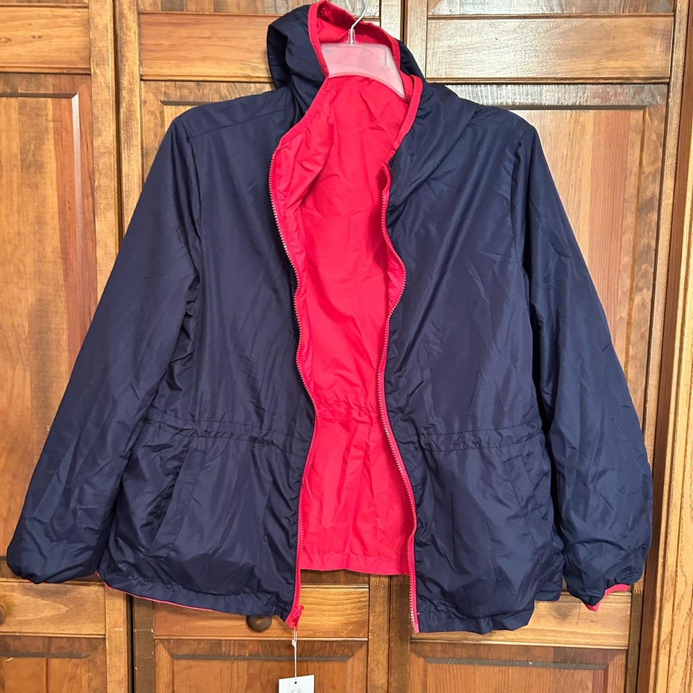 Modern bubble Women's Navy and Red reversible rain Jacket XXL